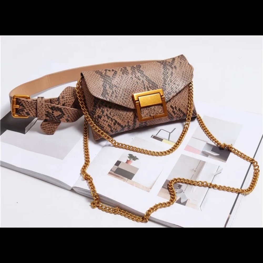 1 left🔥Cappuccino Snake Skin fanny pack & Cross🛍 - Picture 2 of 5